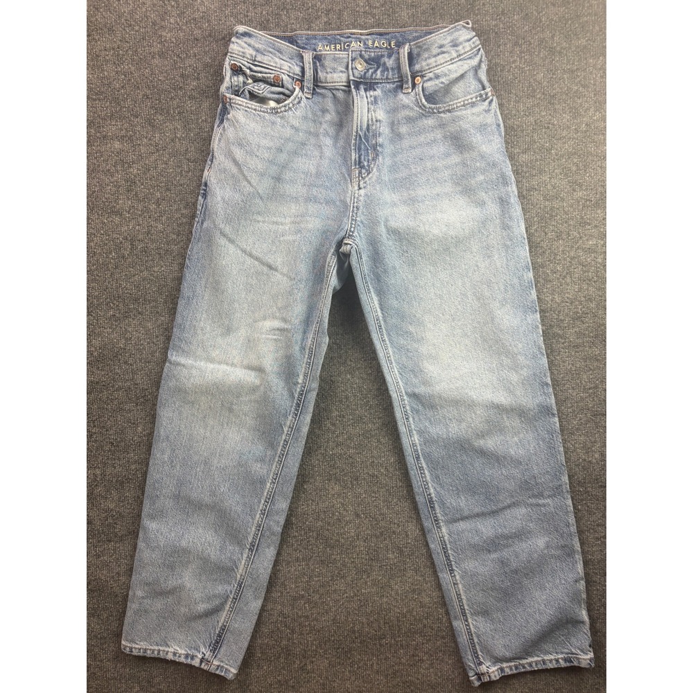 American Eagle Ex-Boyfriend Jeans Women 4 Light Blue Strigid Straight Leg Denim